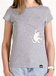 Женская футболка с висящим котом Fallin FuckOff-Cat