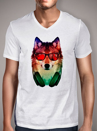 Мужская футболка с V-образным вырезом Hippie Wolf