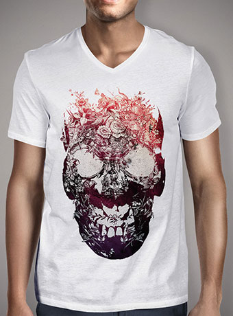 Мужская футболка с V-образным вырезом Floral Skull