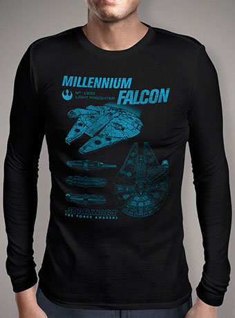 Мужская футболка с длинным рукавом Millennium Falcon Schematics