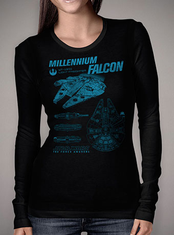 Женская футболка с длинным рукавом Millennium Falcon Schematics