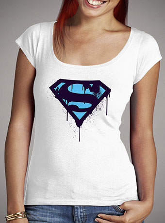 Женская футболка с глубоким вырезом Superman Blue Splatter Logo