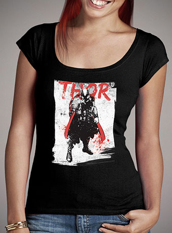 Женская футболка с глубоким вырезом Thor In Grunge
