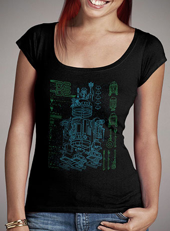 Женская футболка с глубоким вырезом R2-D2 Desconstructed