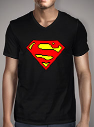 Мужская футболка с V-образным вырезом 8-bit Superman Logo