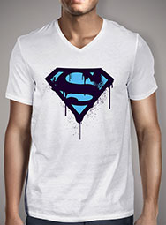 Мужская футболка с V-образным вырезом Superman Blue Splatter Logo
