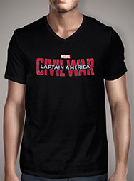 Мужская футболка с V-образным вырезом Captain America Civil War Logo