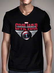 Мужская футболка с V-образным вырезом Captain America Civil War Shield