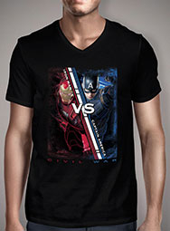 Мужская футболка с V-образным вырезом Iron Man vs Captain America