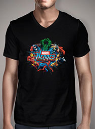 Мужская футболка с V-образным вырезом Marvel Heroes 2