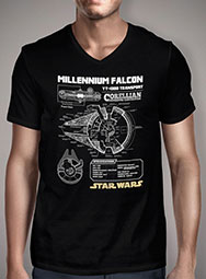 Мужская футболка с V-образным вырезом Millennium Falcon Schematic