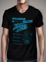 Мужская футболка с V-образным вырезом Millennium Falcon Schematics