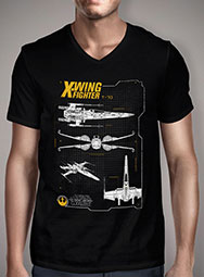 Мужская футболка с V-образным вырезом Resistance X-Wing Schematic