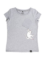 Женская футболка с висящим котом Fallin FuckOff-Cat