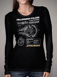Женская футболка с длинным рукавом Millennium Falcon Schematic