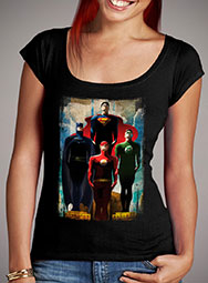 Женская футболка с глубоким вырезом Justice League Legends
