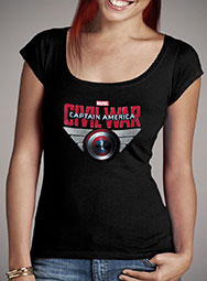 Женская футболка с глубоким вырезом Captain America Civil War Shield