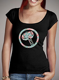 Женская футболка с глубоким вырезом Floral Mjolnir