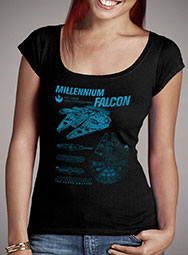 Женская футболка с глубоким вырезом Millennium Falcon Schematics