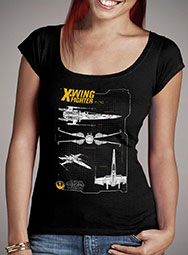 Женская футболка с глубоким вырезом Resistance X-Wing Schematic