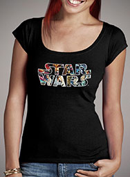 Женская футболка с глубоким вырезом Star Wars Character Logo